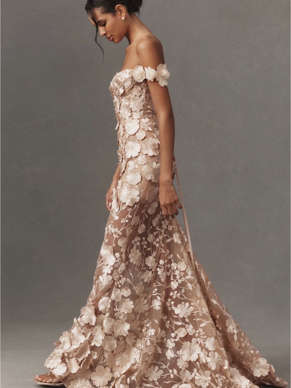 Bronx and Banco Jasmine 3D Floral Gown Size Sm - Picture 2 of 12